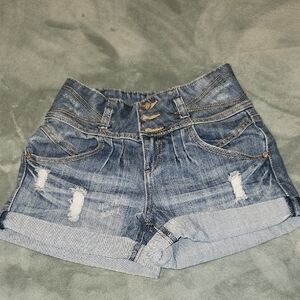 Arden B Blue Jean Shorts Distressed Cut-Off Style